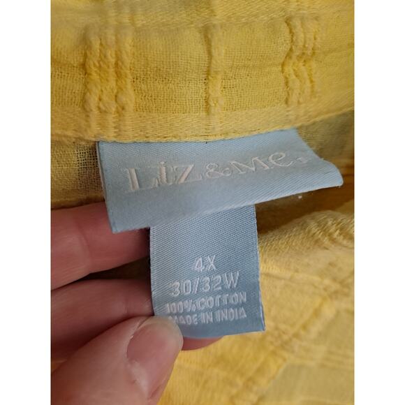 Liz & Me Yellow Button Up 100% Cotton Blouse Size‎ 4X - Picture 4 of 8